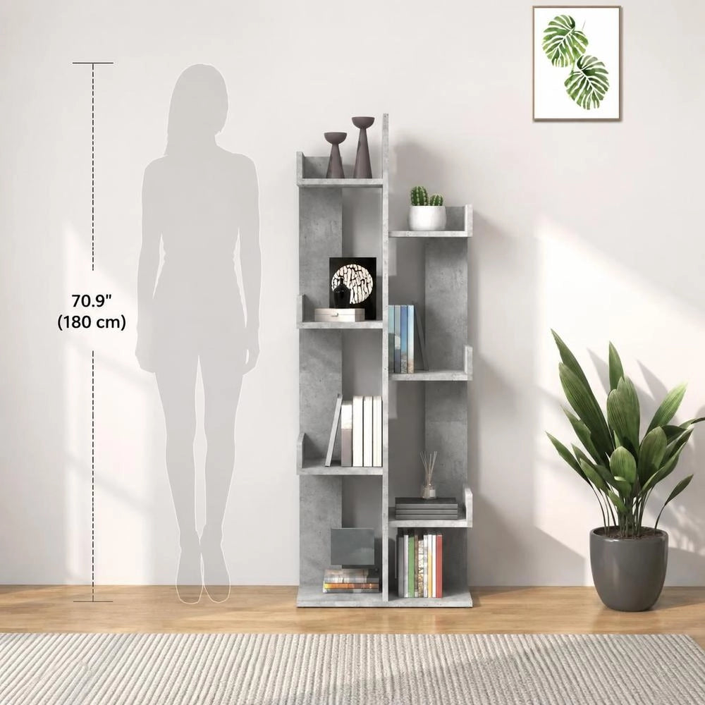 Bookshelf, Concrete Grey, 48x25.5x140 Cm, Wood-based Material