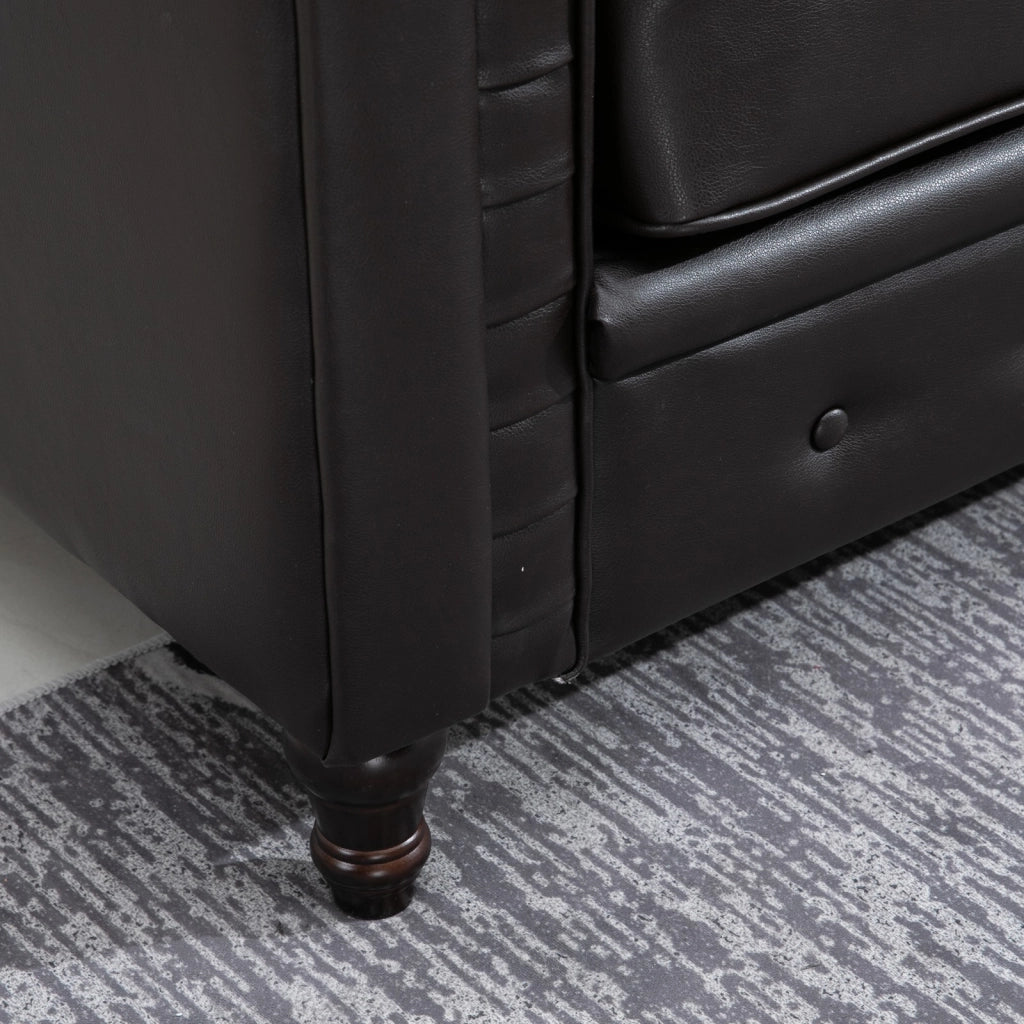 EasyComfort Divano 2 Posti in Stile Chesterfield in Pelle PU con Cuscino Rimovibile, 160x84x80 cm, Nero