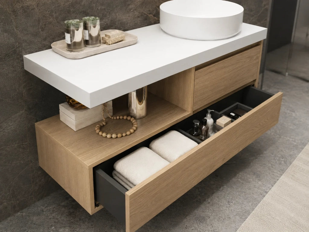 Mobile bagno componibile FORMENTERA con modulo da 120 cm, doppio lavabo, senza specchio