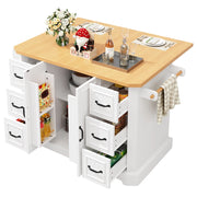 Carrello da Cucina con 2 Ante; 6 Cassetti e 5 Ruote per Cucina in MDF e Metallo 120 x 45 x 91 cm Bianco
