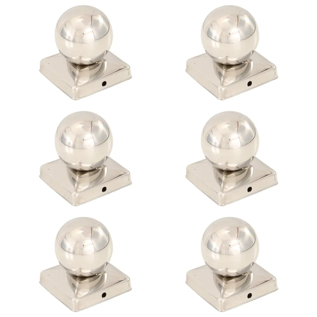 Tappi per Pali 6 pz EstremitÃ  a Globo in Acciaio Inox 101x101 mm