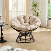 POLTRONA GIREVOLE ERGONOMICA Ø 92 x 67 cm in PE rattan Beige