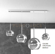 SOSP. BIANCO RETTANGOLARE 4 LUCI VETRI (1 GRANDE+1 MEDIO+2 PICCOLO) TUTTI CROMO 1155BI-S4 RMIX-CR