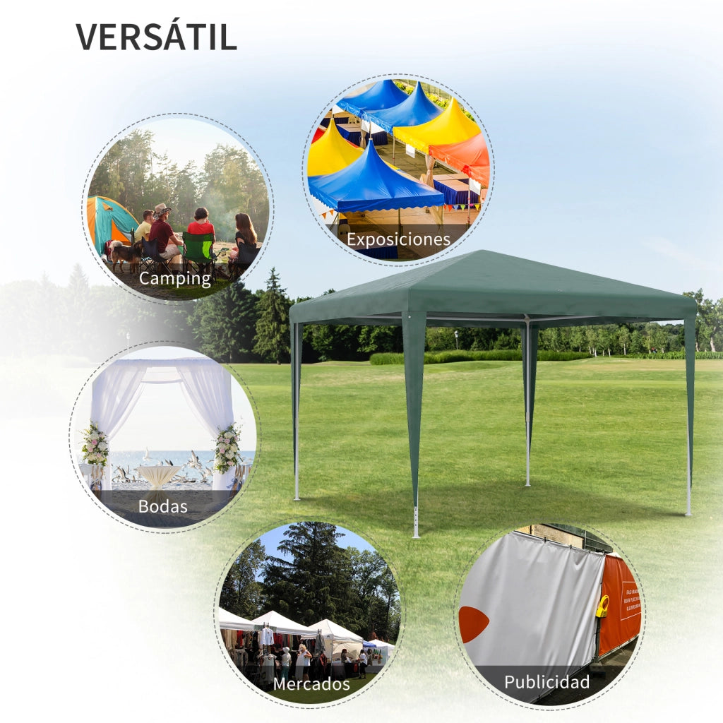 Gazebo da giardino ¨C zephmum ¨C verde 3x3 m acciaio