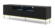 MOBILE RAVENNA BCK PORTA TV IN MDF RIVESTITO IN FOGLIO 2D2S 200 NERO OPACO STRUTTURA ORO