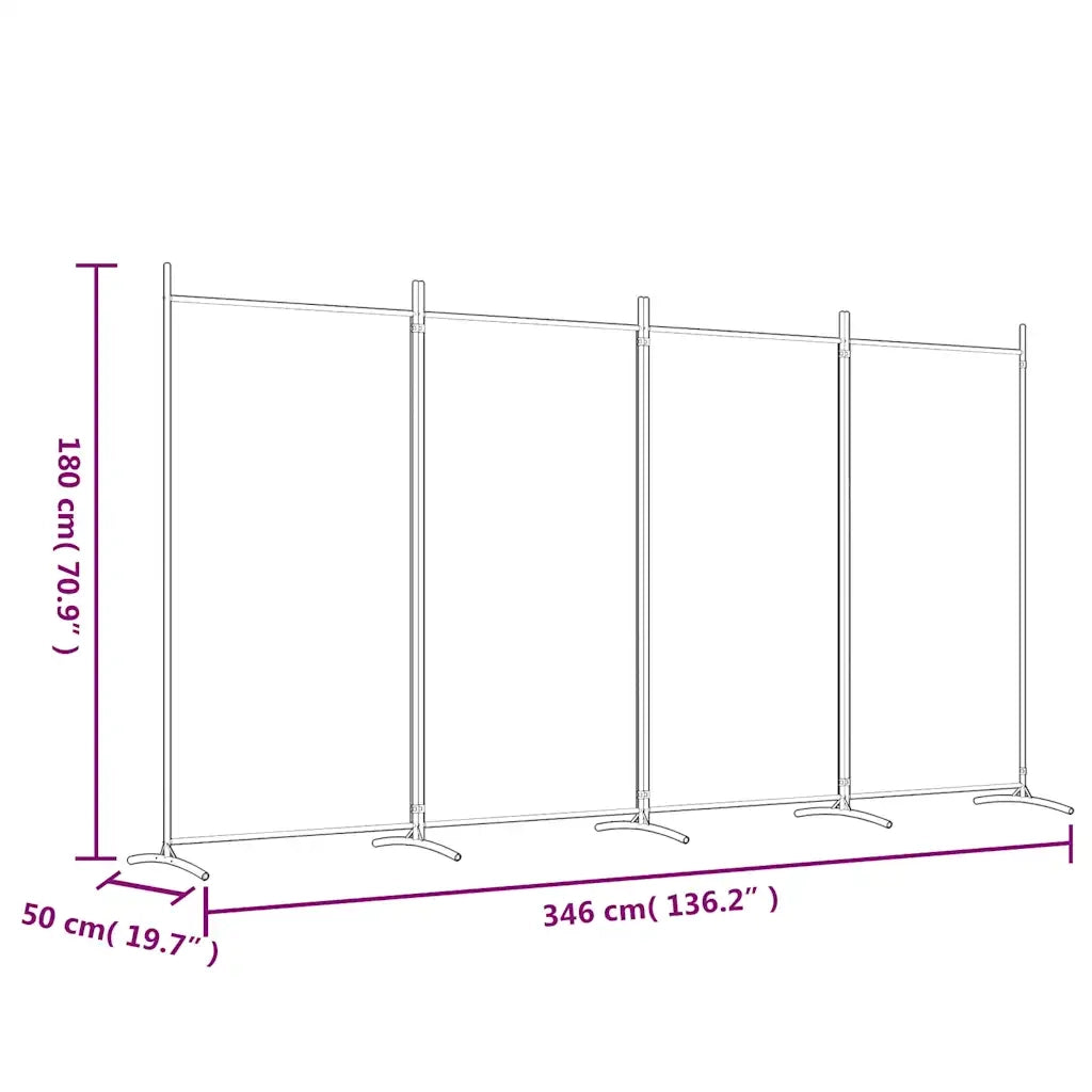Divisorio Ambienti | Divider per stanze | Paravento a 4 Pannelli Antracite 346x180 cm Tessuto