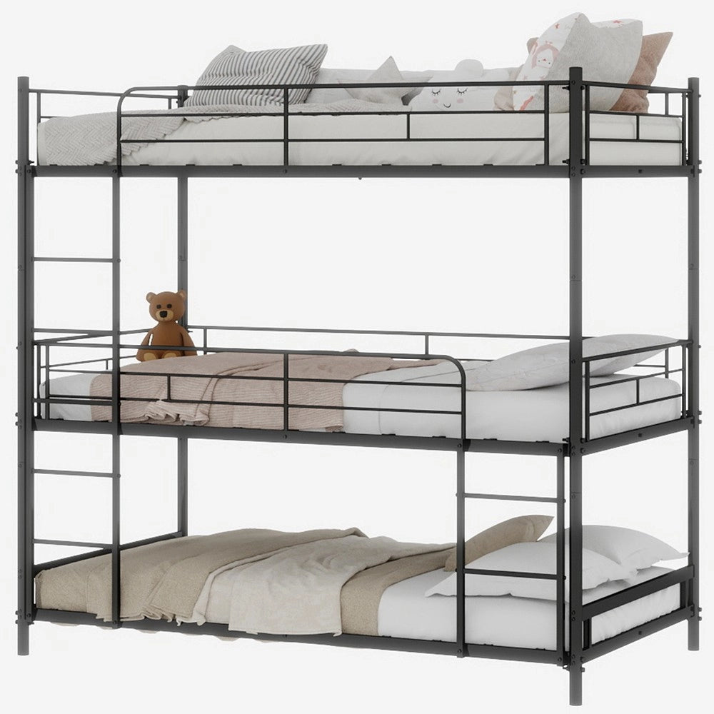Letto a Castello Triplo con Scala e Ringhiera ¨C Xylo ¨C Legno, per Bambini e Adulti