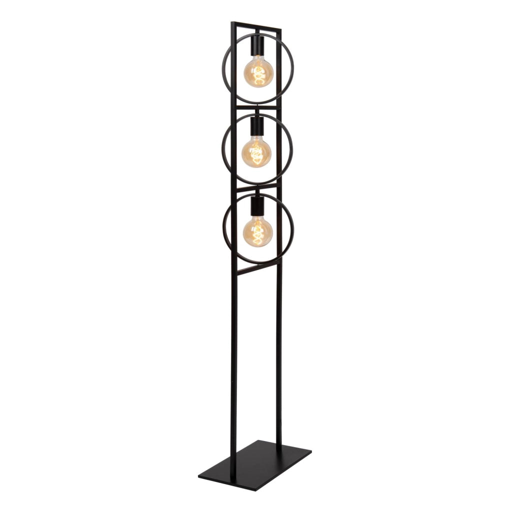 Lampada da terra nera geometrica 3xE27 SUUS Lucide