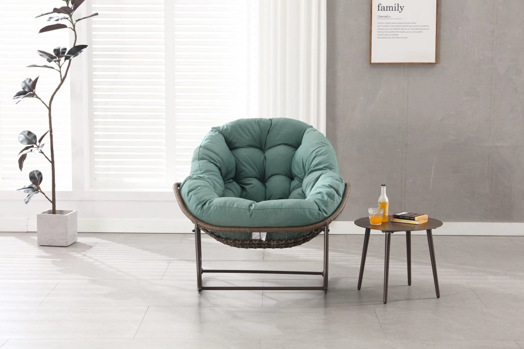 Poltrona a dondolo da esterno oversize - con cuscino spesso e struttura stabile - verde