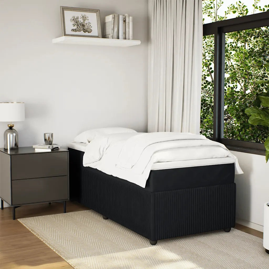 Giroletto a Molle con Materasso Nero 90x190 cm in Velluto 3285610