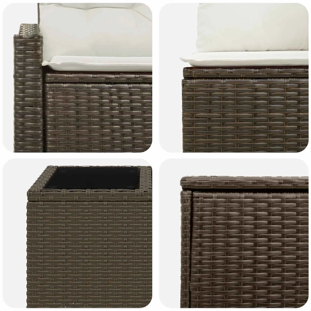 Set di divani 8 pz Marrone e Bianco Crema 3448218