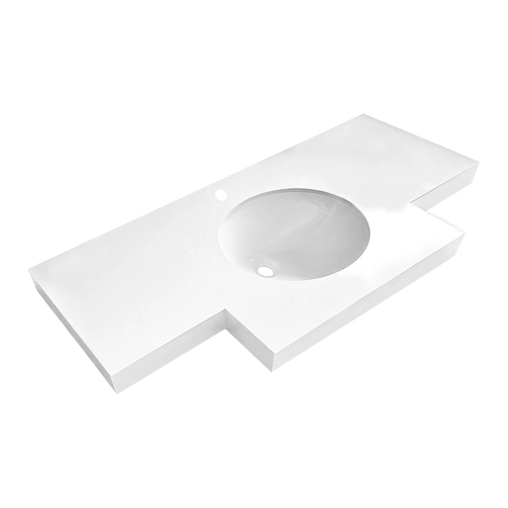Lavabo da incasso YJ12250 con top in pietra sinterizzata e vasca in ceramica bianco lucido