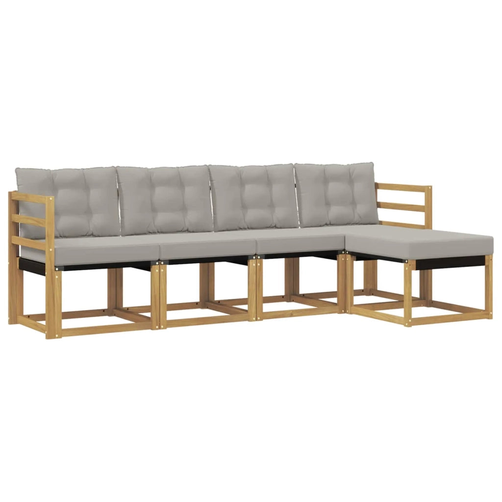 Set di divani da esterno 5 pcs Bianco e Grigio Chiaro 3389369