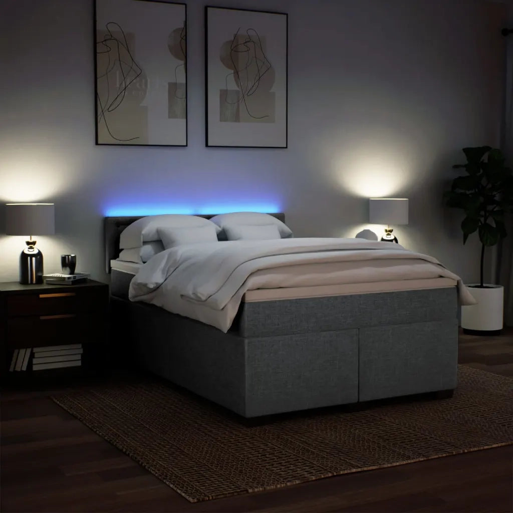 Giroletto a Molle con Materasso Grigio Chiaro 140x190cm Tessuto
