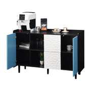 Credenza con 2 Cassetti; 2 Vani Aperti e 1 Anta per Cucina in MDF 120 × 40 × 80 cm Nero e Blu