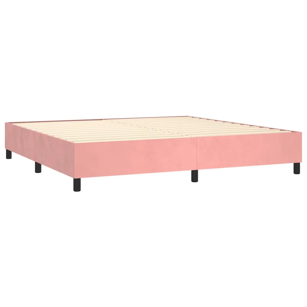 Letto a Molle con Materasso e LED Rosa 200x200 cm in Velluto 3136148