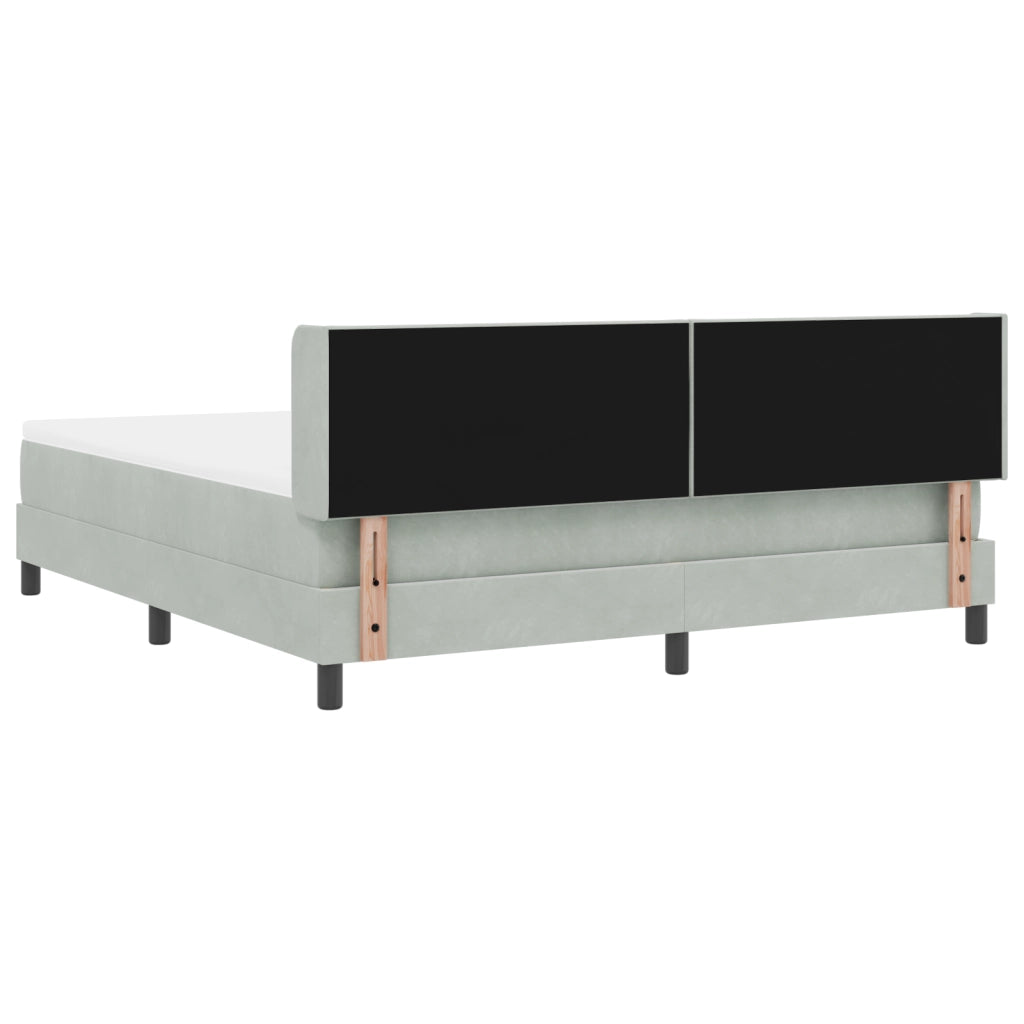 Letto con Box Spring e Materasso Grigio Chiaro 180x200 cm in Velluto