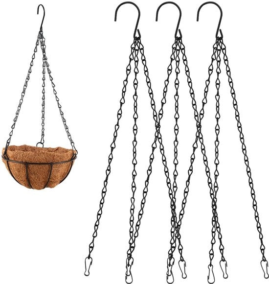 Set di 3 catene per appendere con ganci, catene metalliche regolabili per appendiabiti, appendi piante, gabbie per uccelli, lampioni - catena per appendere sostitutiva per l'aggraziato appeso di vasi di fiori