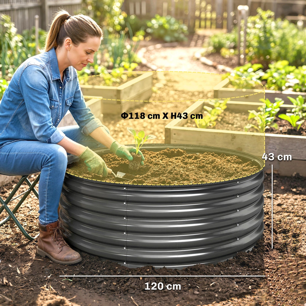Vaso per piante in acciaio zincato ¨C zephmum ¨C grigio scuro 120x120x43 cm