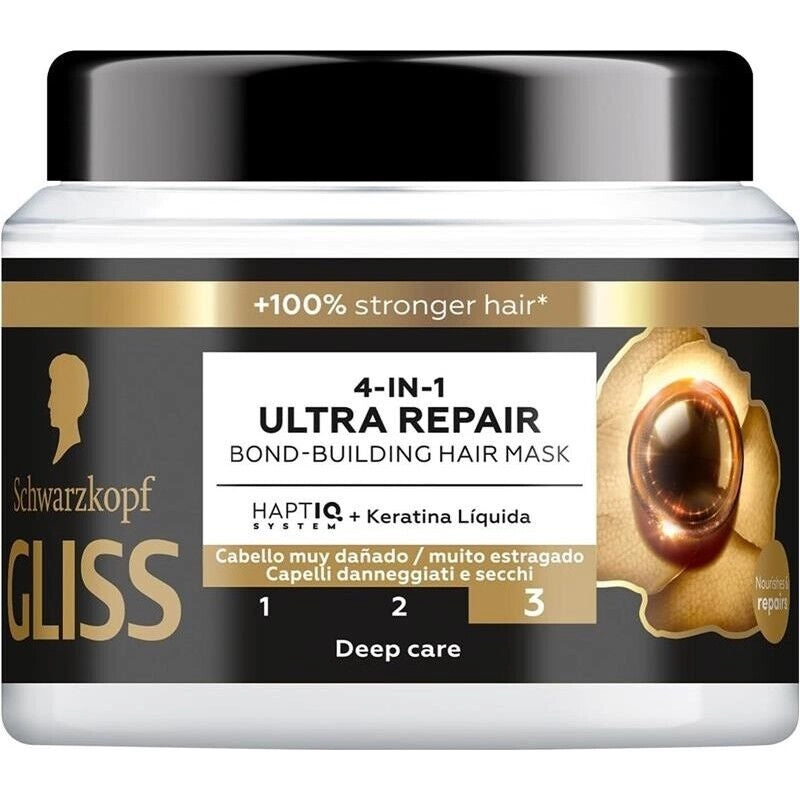 SCHWARZKOPF GLISS 4-IN-1 MASCHERA CAPELLI ULTRA REPAIR CAPELLI DANNEGGIATI E SECCHI 400 ML CON KERATINA