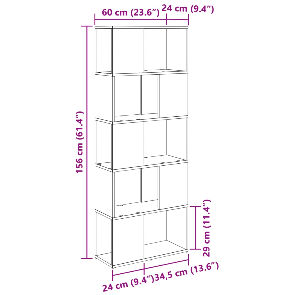 Scaffale Rovere Artigianale Truciolare 60 x 24 x 155 cm Scaffale