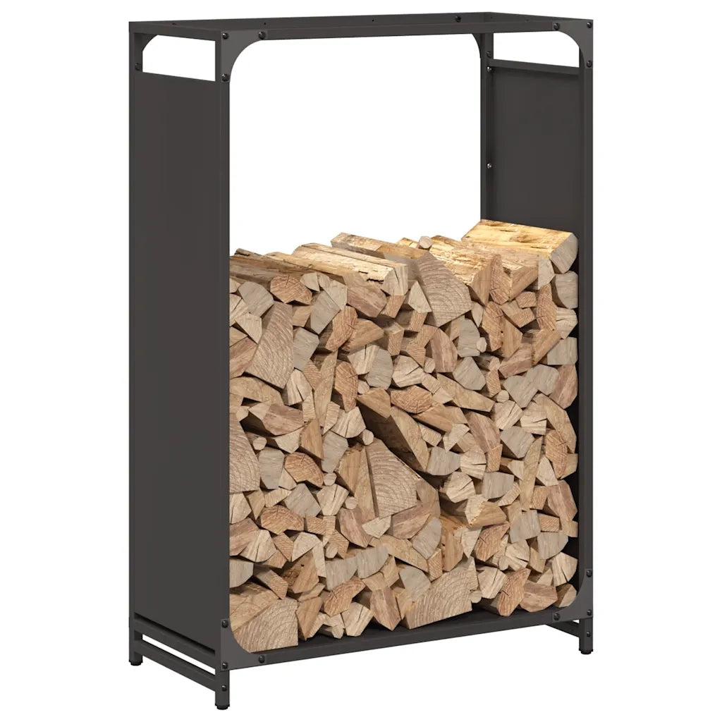 Rastrelliera per Legna da Ardere Nera 60x28x90 cm 864211