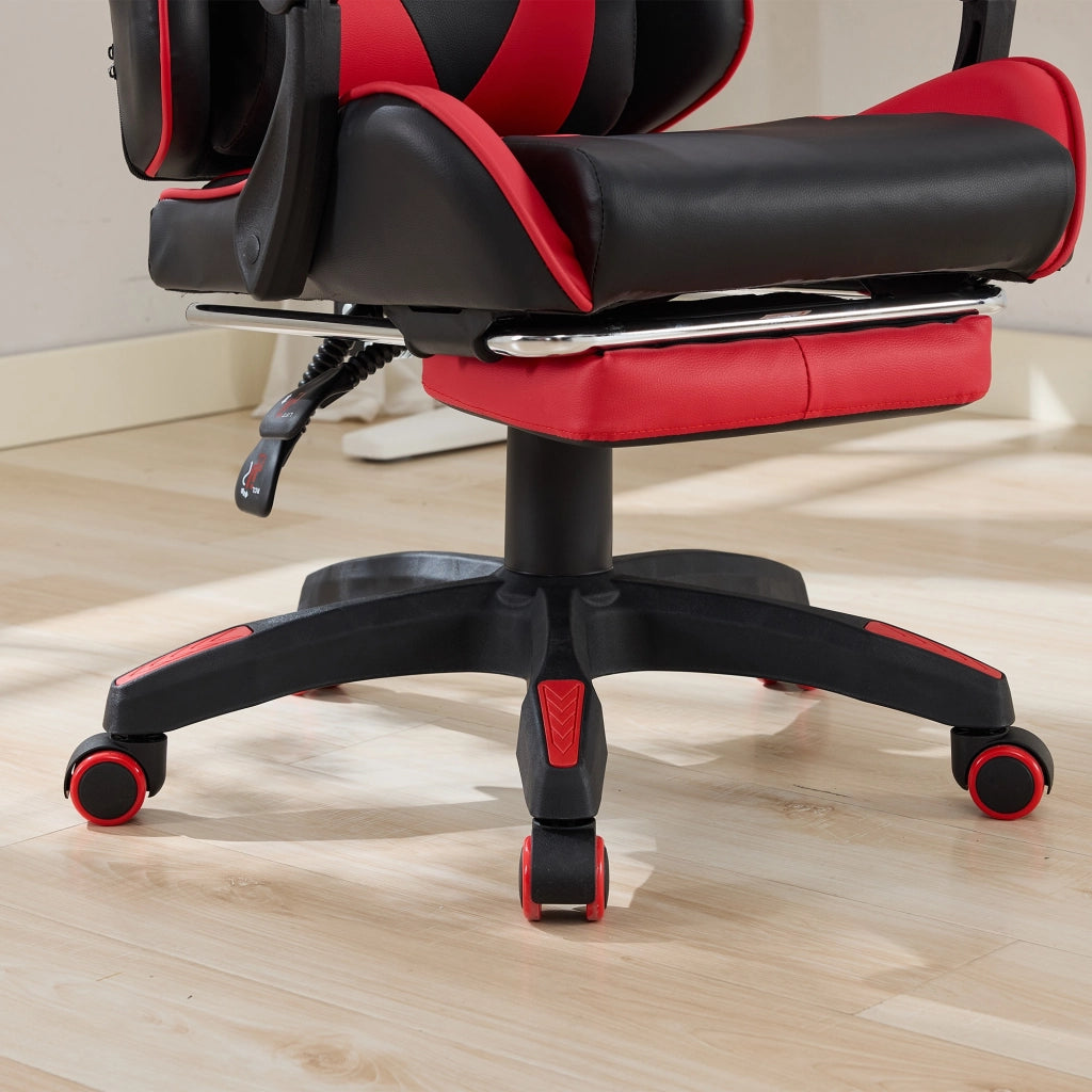 Sedia Gaming Ergonomica Girevole ¨C MINIMAL ¨C Ecopelle Nero e Rosso, Poggiatesta, Schienale Alto