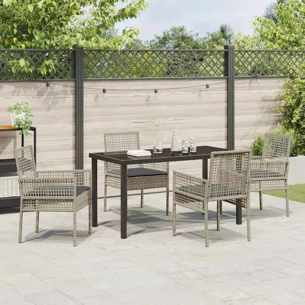 Set da Pranzo per Giardino 5 pcs Grigio chiaro polyrattan