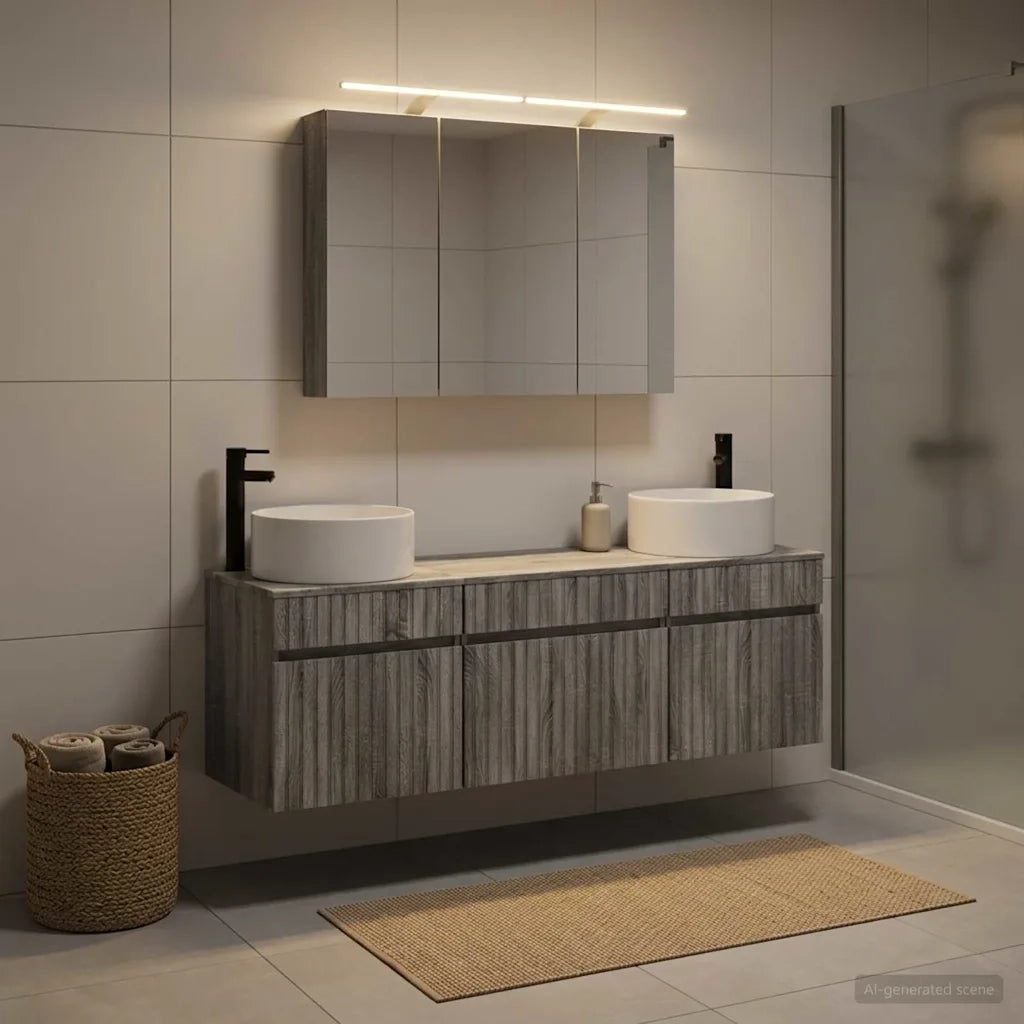 Set di Armadi da Bagno 4 pcs Sonoma grigio 100 x 14,5 x 70 cm 3406660
