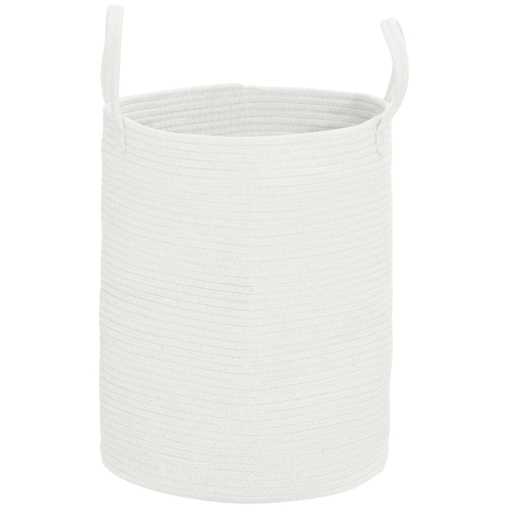 Cesto Portabiancheria Pieghevole con Manici 36L Ø38x45 cm in Cotone Naturale Bianco Crema