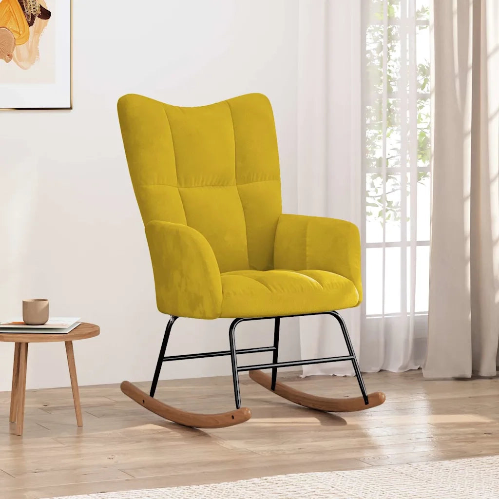 Sedia a Dondolo Giallo Senape in Velluto CFW4817228