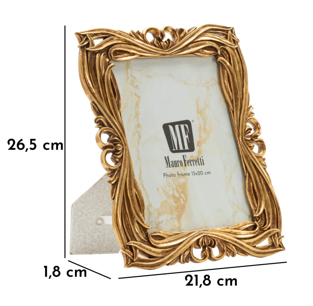Cornice Baroque 21,8x1,8x26,5 cm in Resina e Vetro Oro