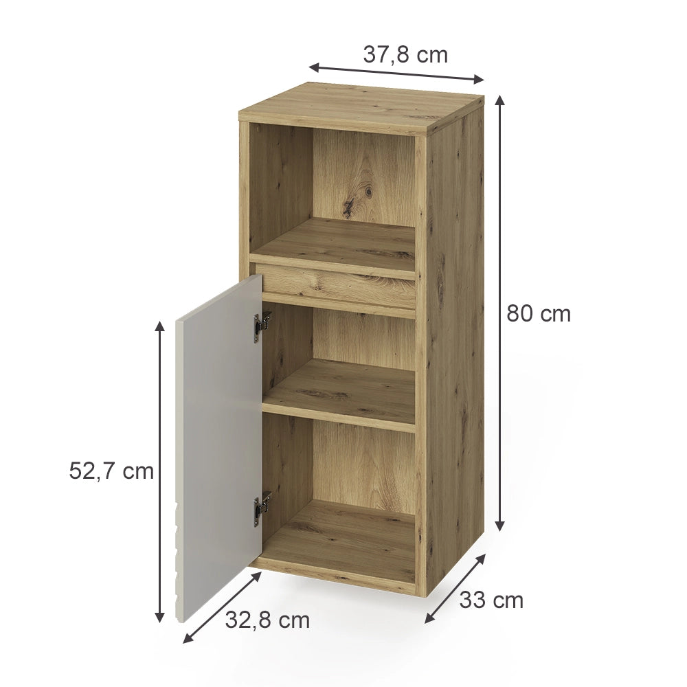 Mobiletto bagno Viola Rovere artigianale/Cachemire 37.8 x 80 cm Vicco