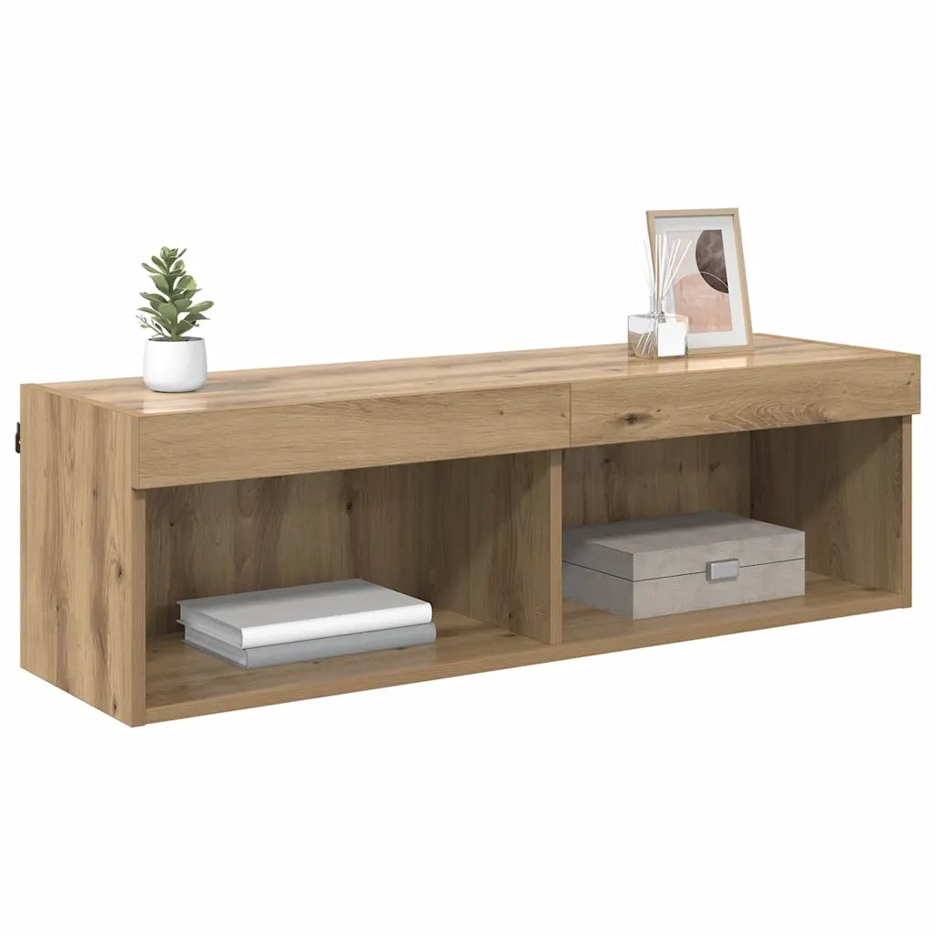 Mobile TV da parete con LED Rovere artigianale 100 x 30 x 30 cm 882967