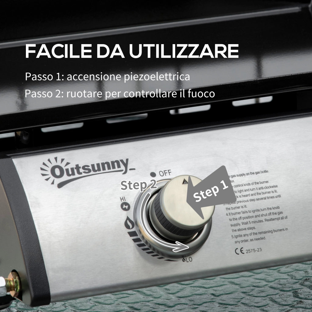 Barbecue a Gas da Tavolo con 2 Bruciatori ¨C Zephmum ¨C Nero 48.5x46x21cm