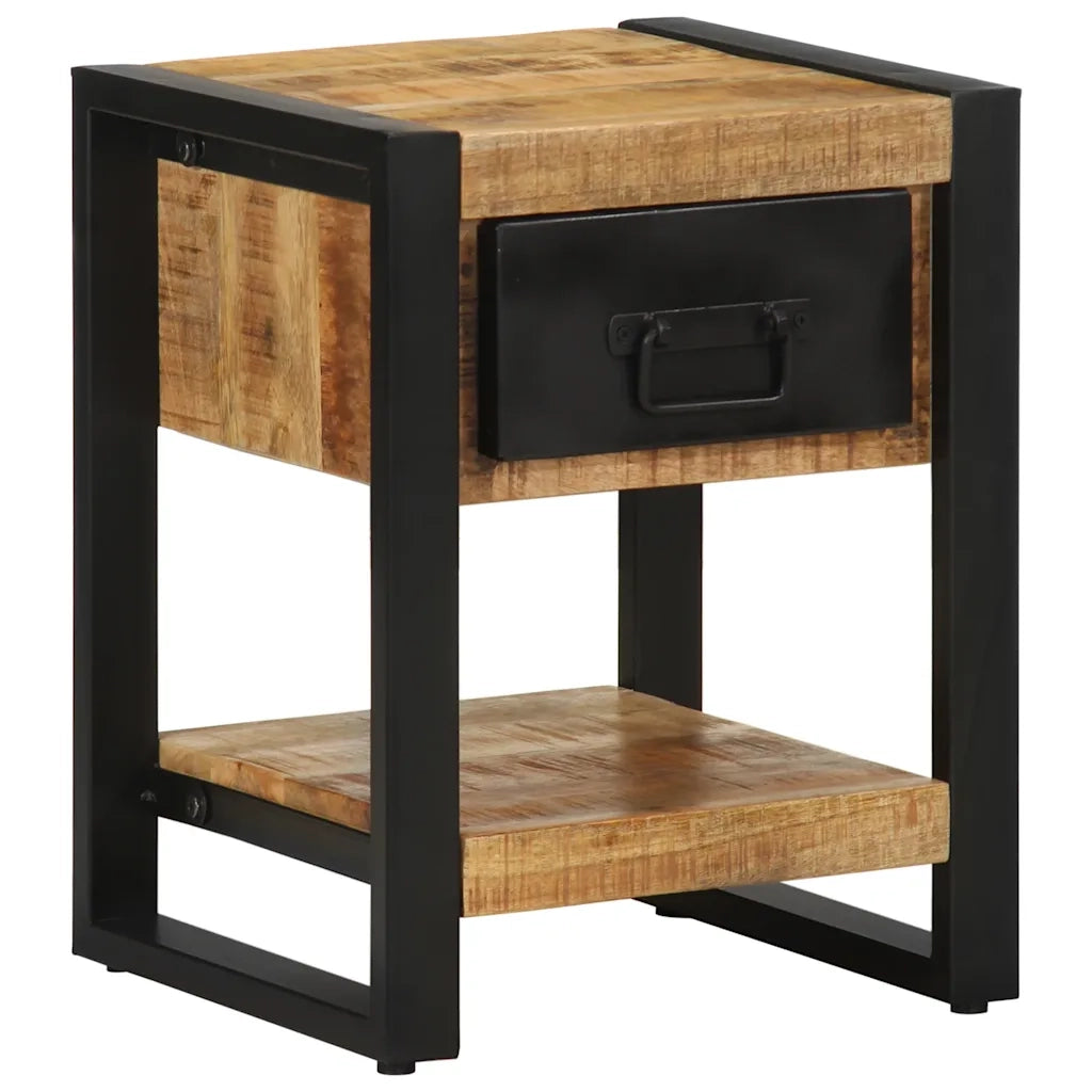 Comodino | Armadio da Notte | Mobiletto da notte 35x34x45 cm in Legno Massello Mango Grezzo