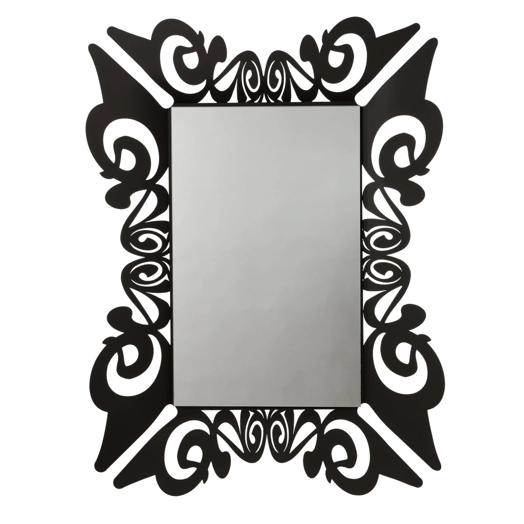 Specchio da parete decorato Vanity Nero