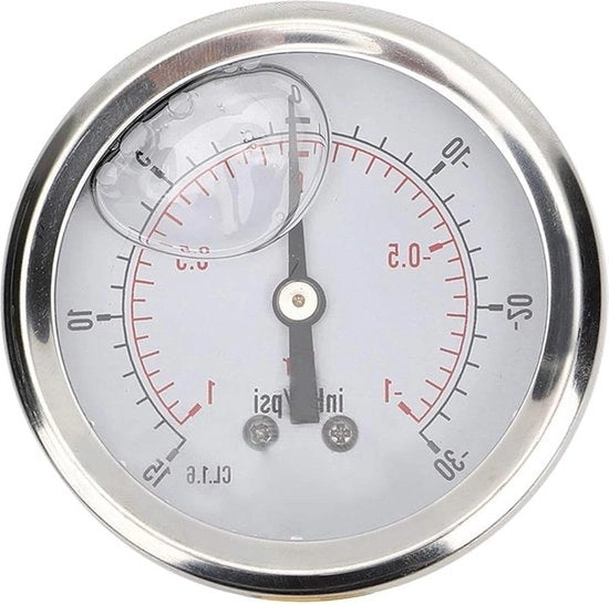 Manometro a doppia azione - Manometro axiale - Cassetta in acciaio inossidabile - Misurazione 68 mm - Adatto per acqua, olio, aria e gas naturale - 1/4 BSP Y60.