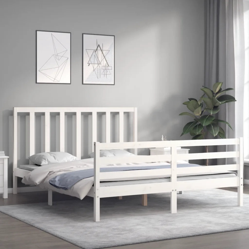Giroletto senza Materasso-Struttura Letto Bianco 160x200 cm Legno Massello Pino 284580