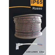 Trade Shop - Striscia Led 3535 220v 12w/mt 120led/mt 100 Mt 8mm Vari Colori Di Luce 3535-120d - -rosso      -