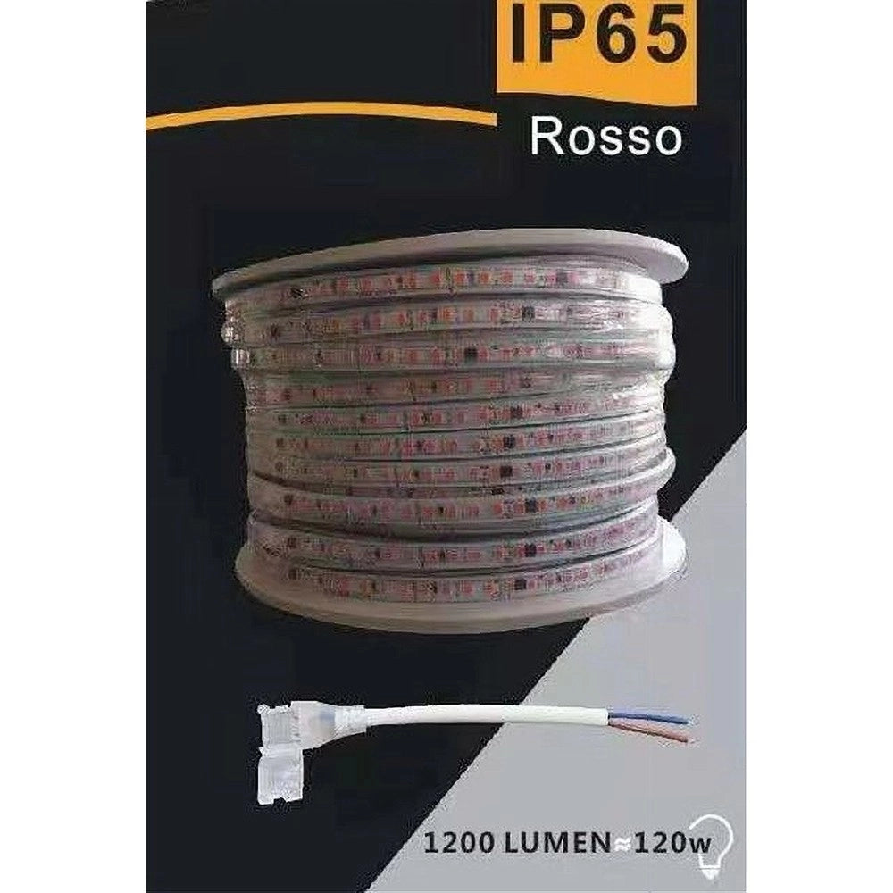 Trade Shop - Striscia Led 3535 220v 12w/mt 120led/mt 100 Mt 8mm Vari Colori Di Luce 3535-120d - -rosso      -