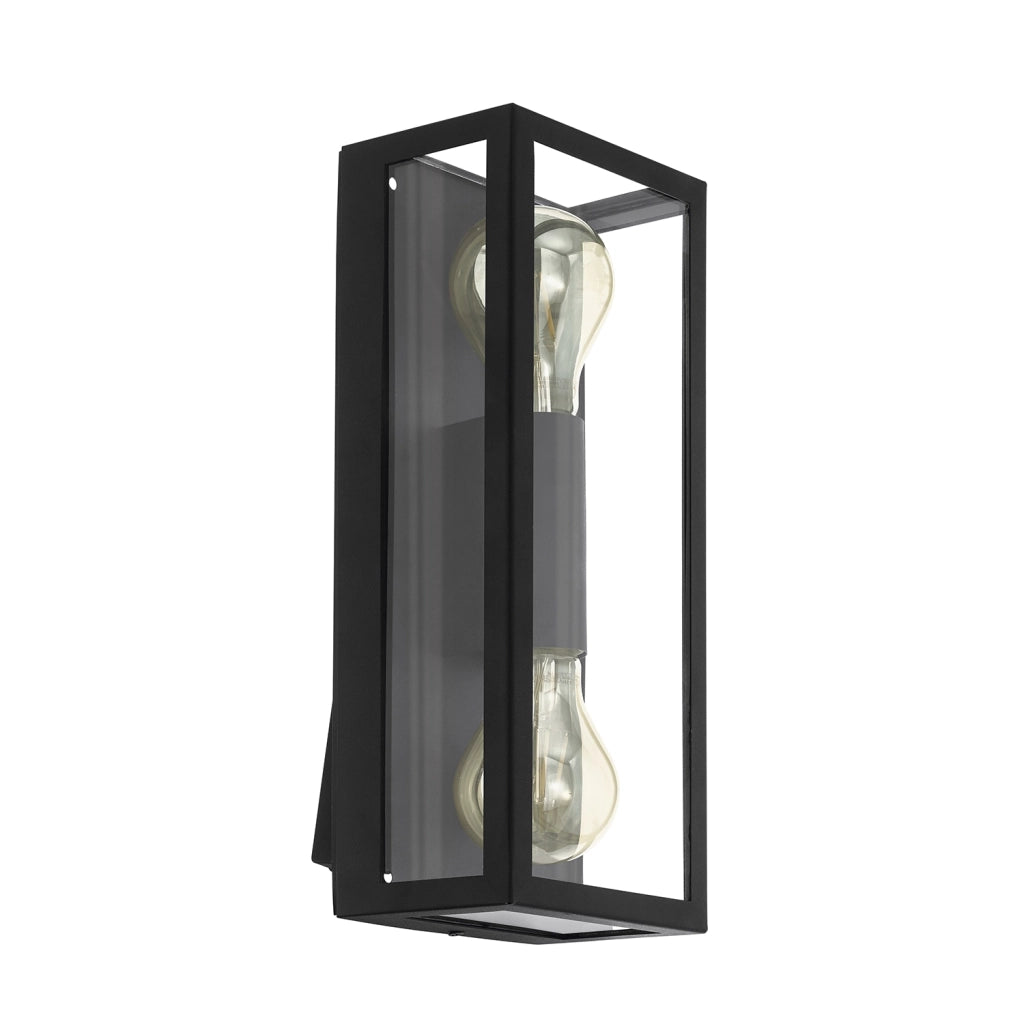 Applique Esterno Contemporanea Alamonte 1 Acciaio Nero 2 Luci E27