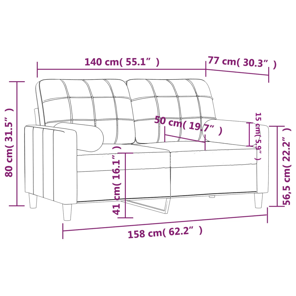 Divano a 2 Posti con Cuscini-Sofa 2 Posti con Cuscini Marrone 140 cm in Tessuto 403146