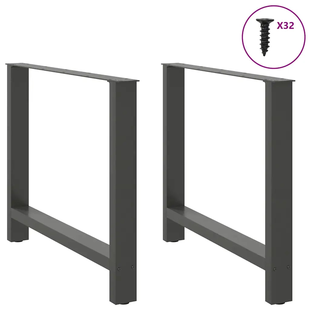 Gambe per tavolo da pranzo antracite 2 pz 90x(72-73) cm in acciaio