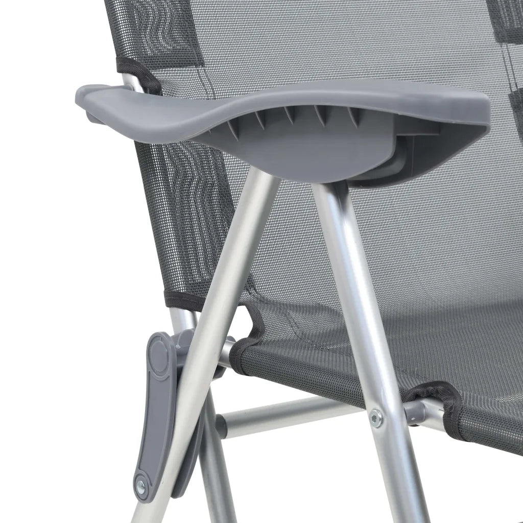 Sedie Campeggio Pieghevoli con Poggiapiedi 2 pz | Sedie da Esterno Grigio Textilene