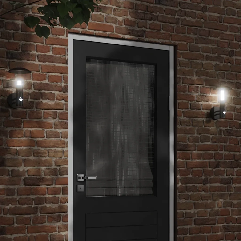 Applique da Esterno con Sensore Nera in Acciaio Inossidabile CFW7326208
