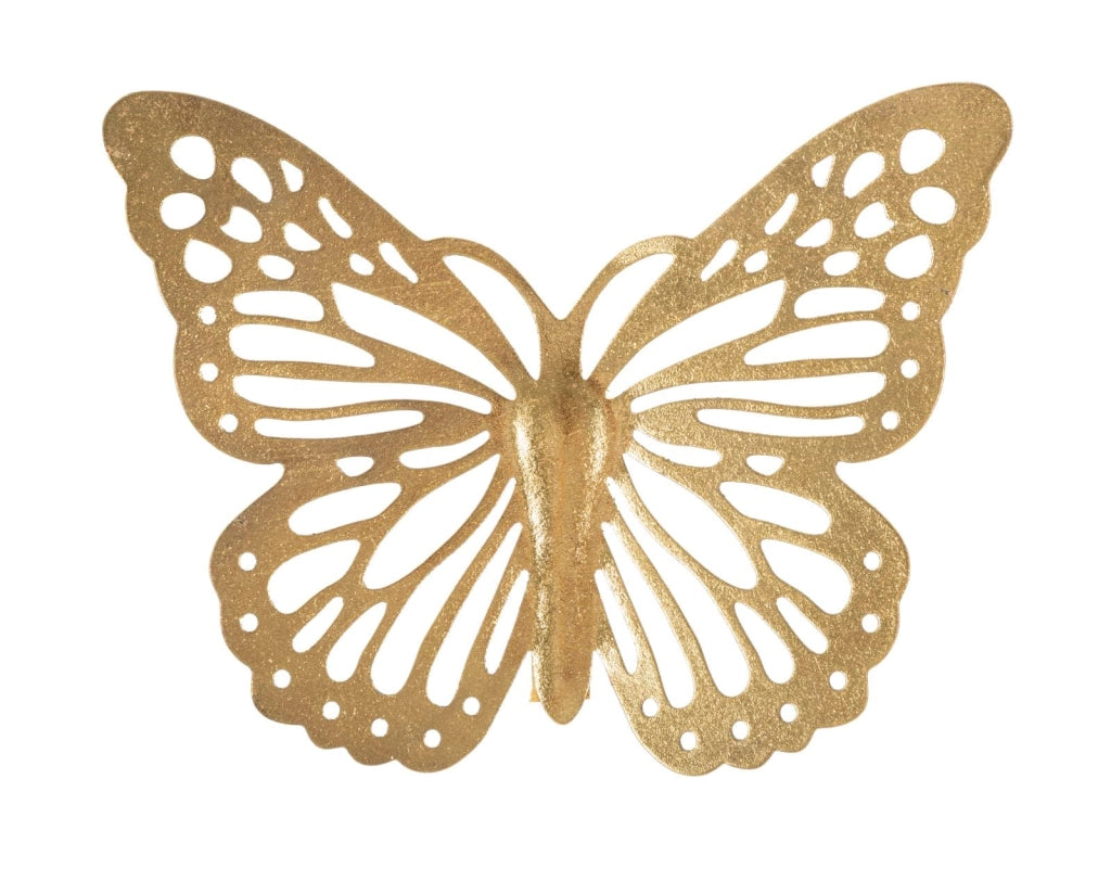 Set 4 Farfalle Decorative 3D da Muro in Ferro Oro