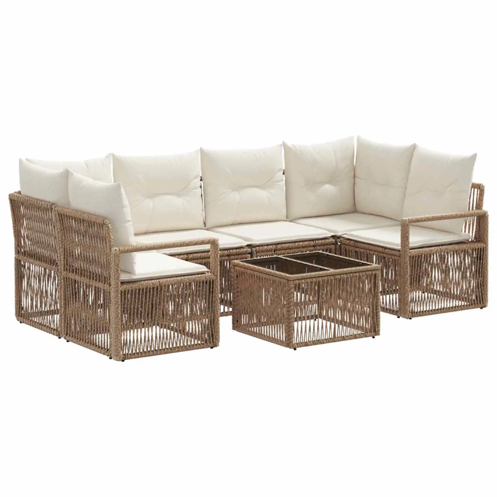 Set Divano da Giardino 7 pz Beige polyrattan 3435648