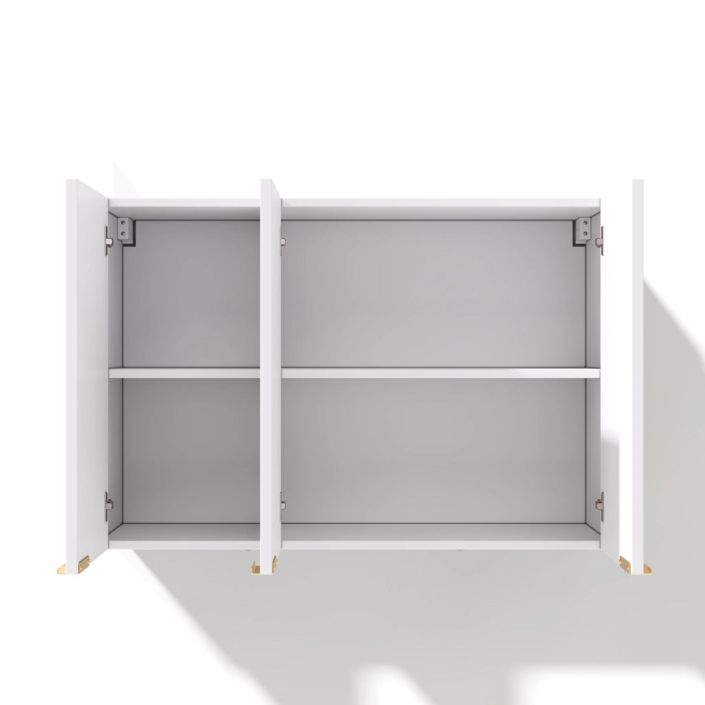 Armadio pensile 90x29x60 cm a 3 ante in MDF bianco