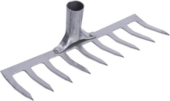 Racchetto da giardino robusto in acciaio con 7 denti - ideale per pulire e aerare prati mossosi